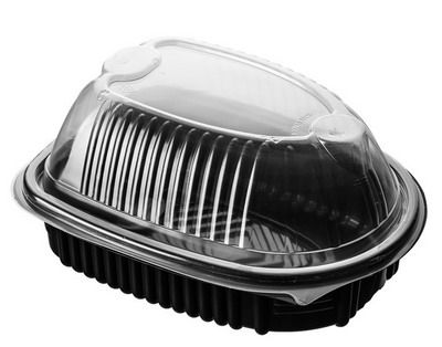 ENVASE POLLO PP NEGRO + TAPA TRANSPARENTE MICROON